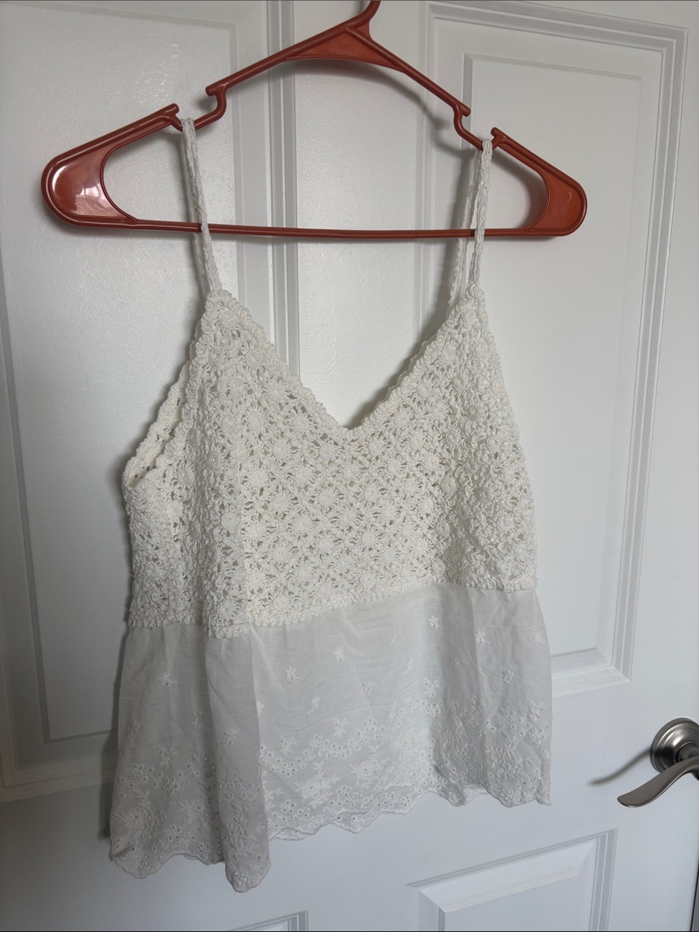 ADORA White Crochet & Eyelet Camisole Tank